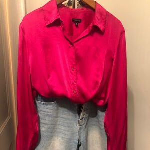 Talbot’s fuschia silk blouse Size 10